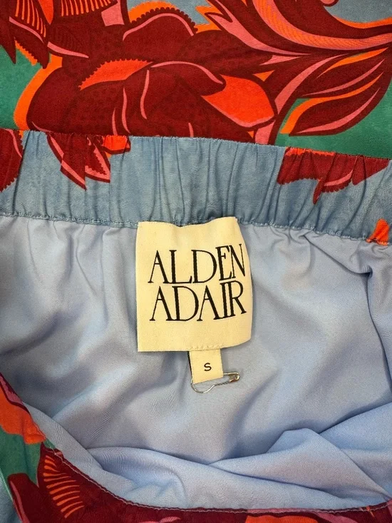 Alden Adair Floral Maxi Skirt Teal Red Statement Print Size Small - Picture 2 of 2